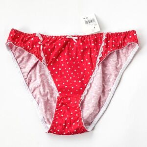 Vintage 90s NOS Red Heart Bikini Panties Lace Valentine Day Underwear Women 8/XL